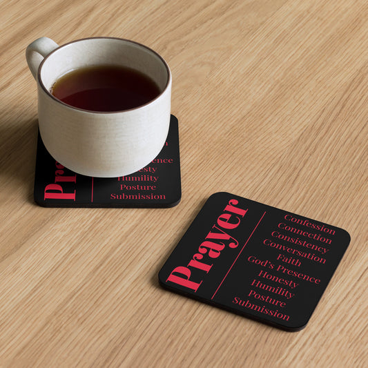 Prayer cork back coaster - Red/Black