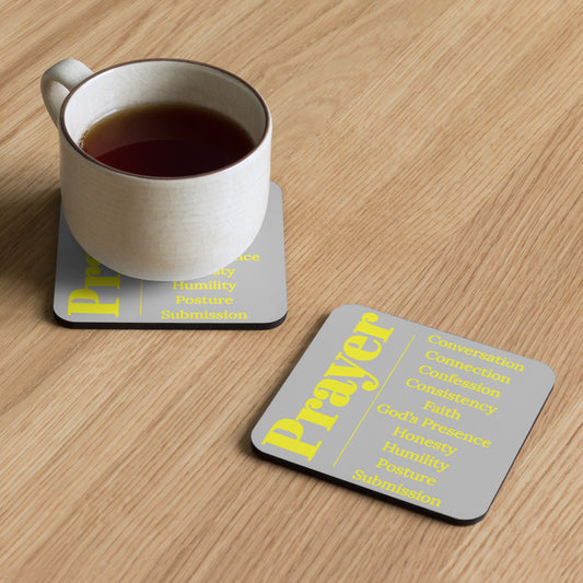 Prayer cork back coaster  - Grey/Gold