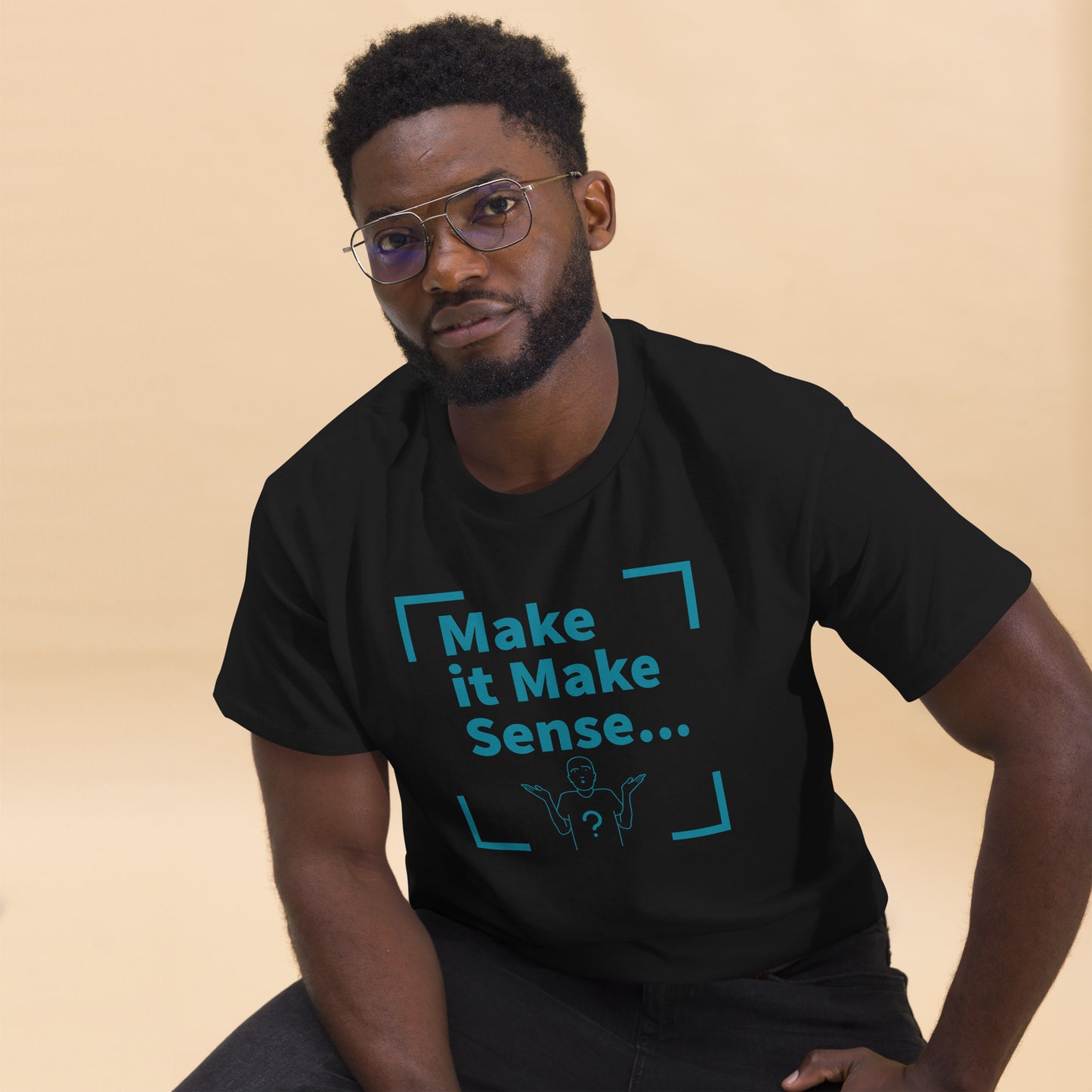 Make Sense Men's T-shirt - Teal Print