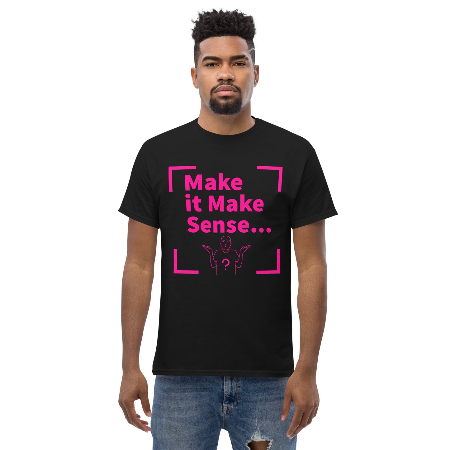 Make Sense Men's T-shirt - Hot Pink Print