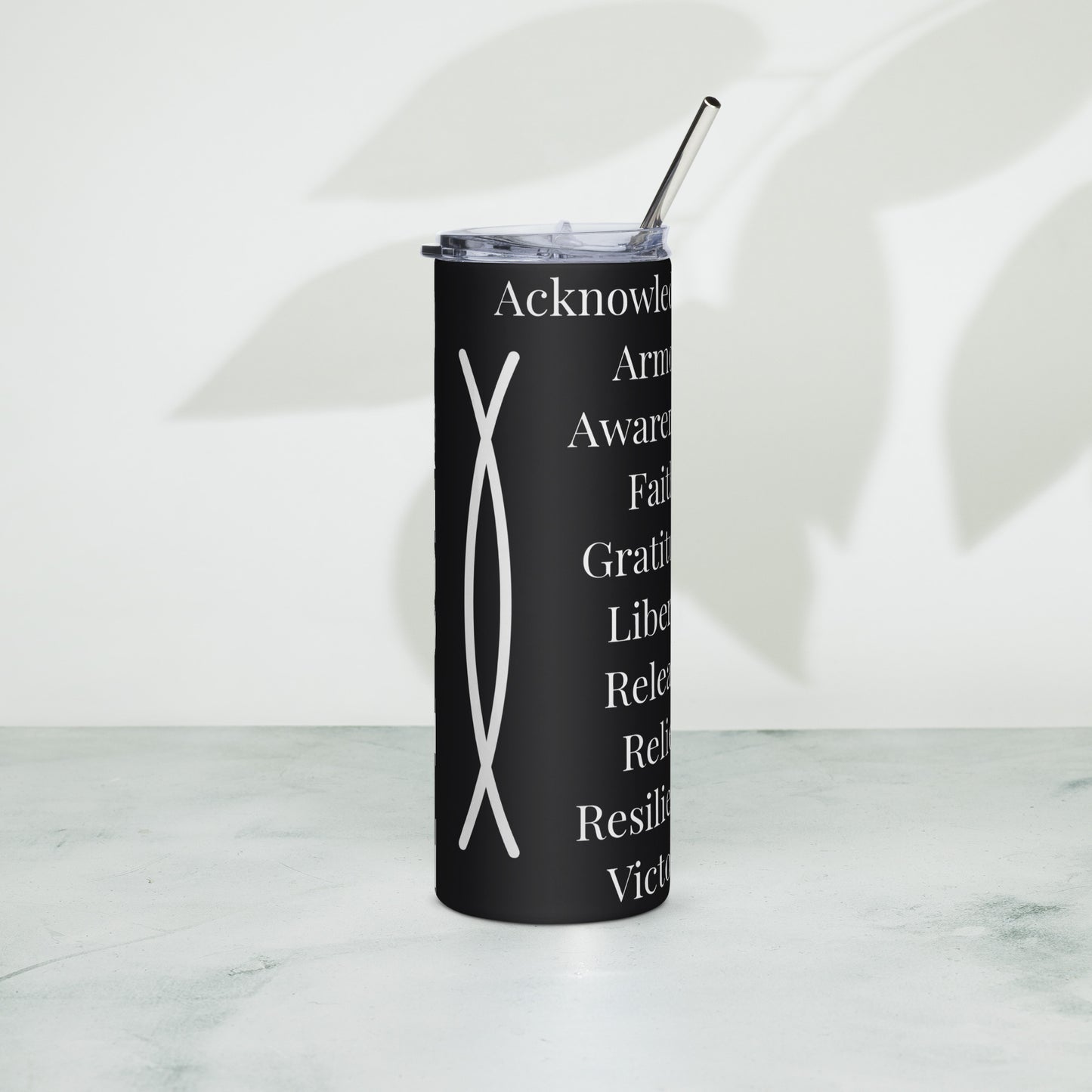 Praise inspirational stainless steel tumbler - Black/white