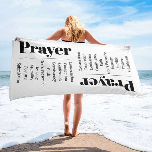 Prayer inspirational plush towel - White/Black