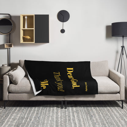 Dear God Velvety Soft Throw Blanket - Black/Gold