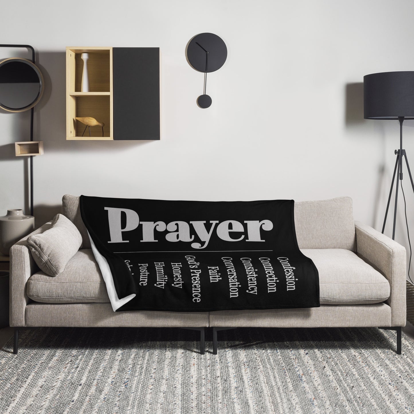 Prayer collection inspirational throw blanket - Grey/Black