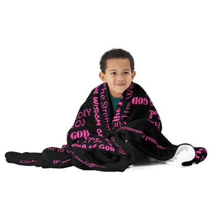 Attributes of God Inspirational Throw blanket - Pink/Black