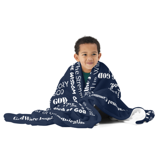 Attributes of God Inspirational Throw blanket - Navy Blue