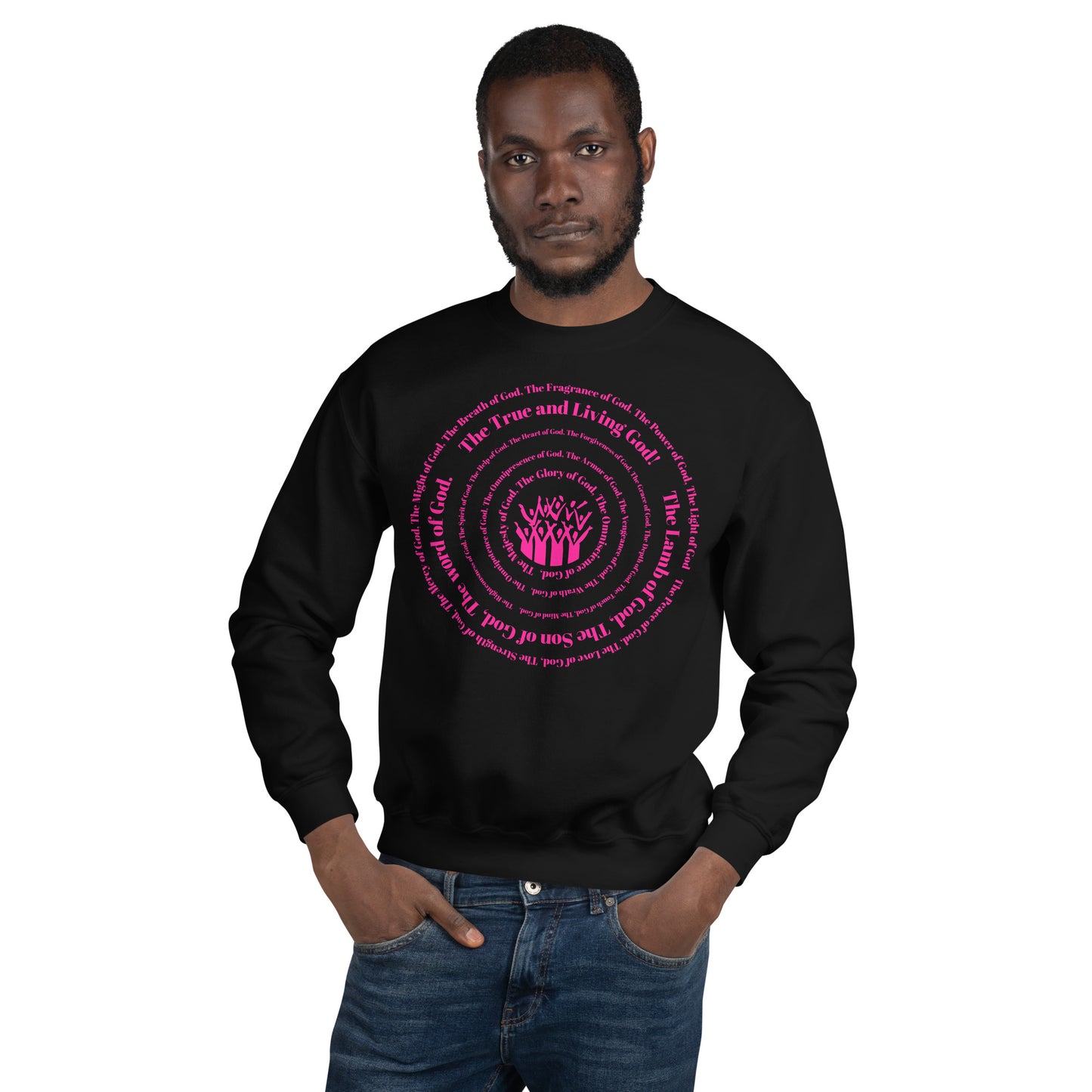 Attributes of God Unisex Sweatshirt - Hot Pink Spiral