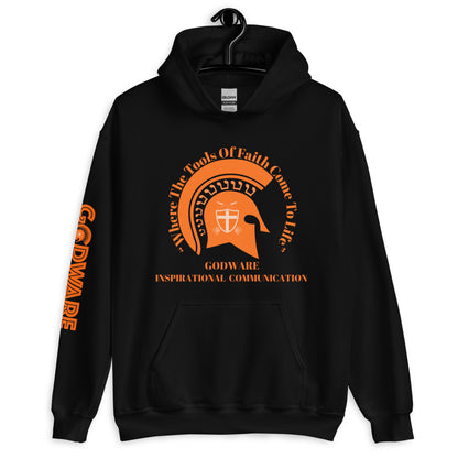 Godware Brand Helmet Logo Unisex hoodie - Orange logo