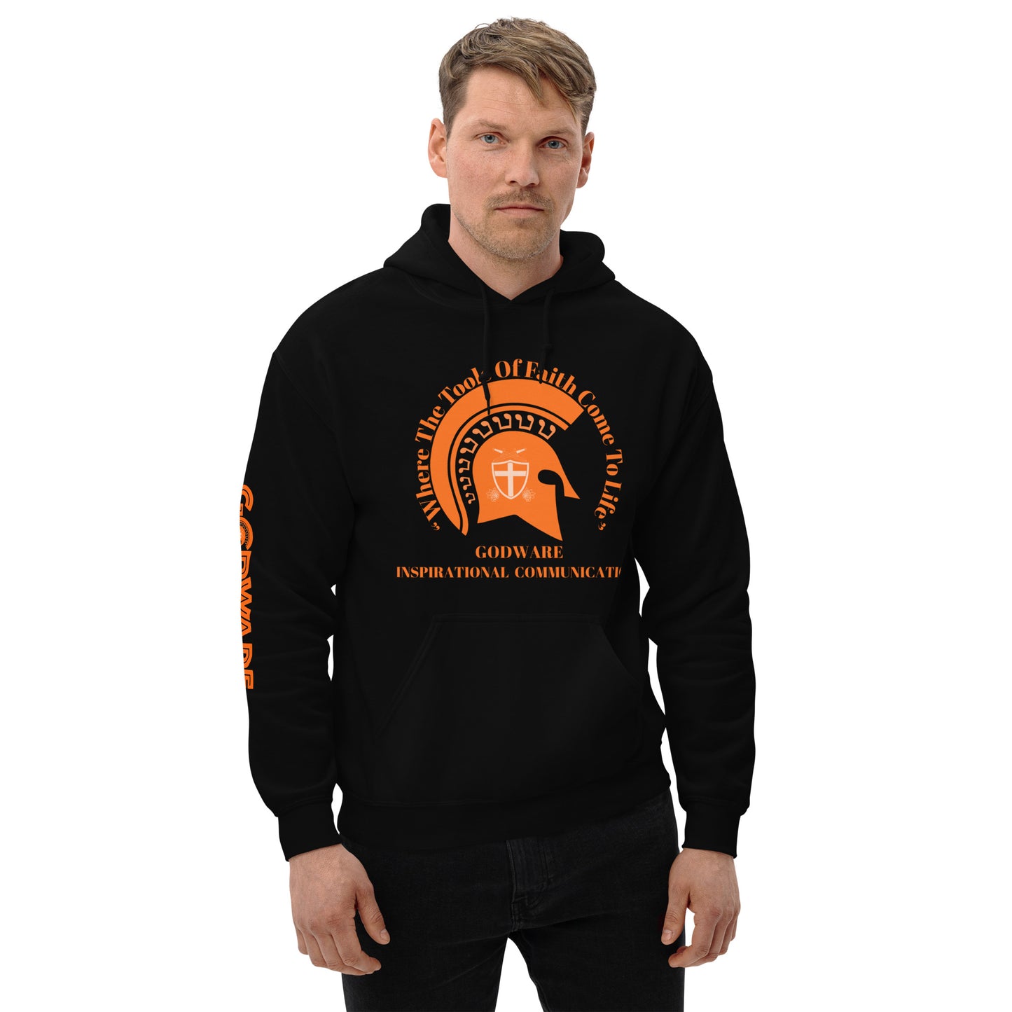 Godware Brand Helmet Logo Unisex hoodie - Orange logo