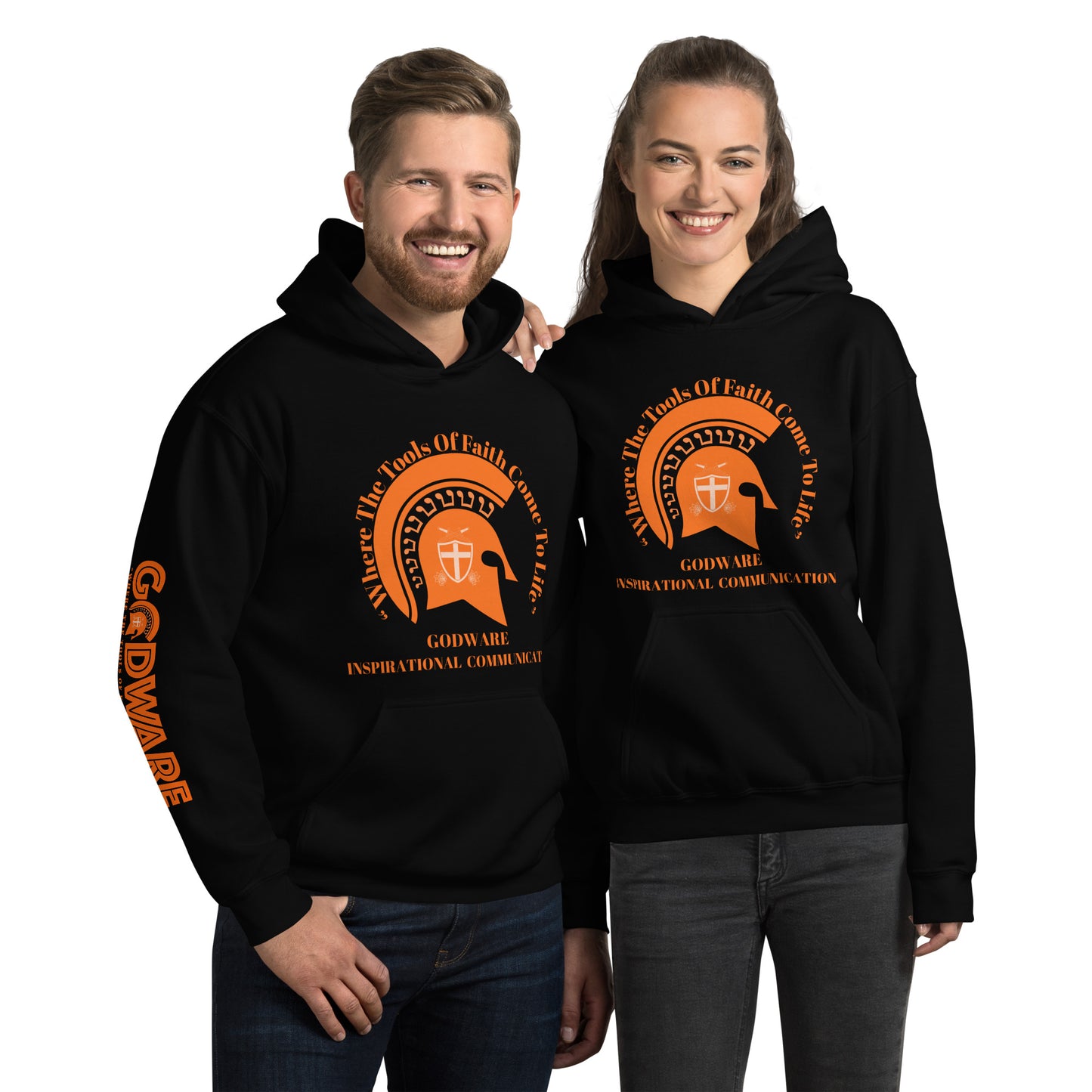 Godware Brand Helmet Logo Unisex hoodie - Orange logo