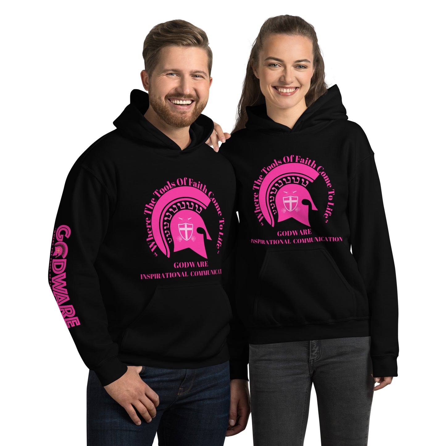 Godware Brand Helmet Logo Unisex hoodie - Hot Pink logo