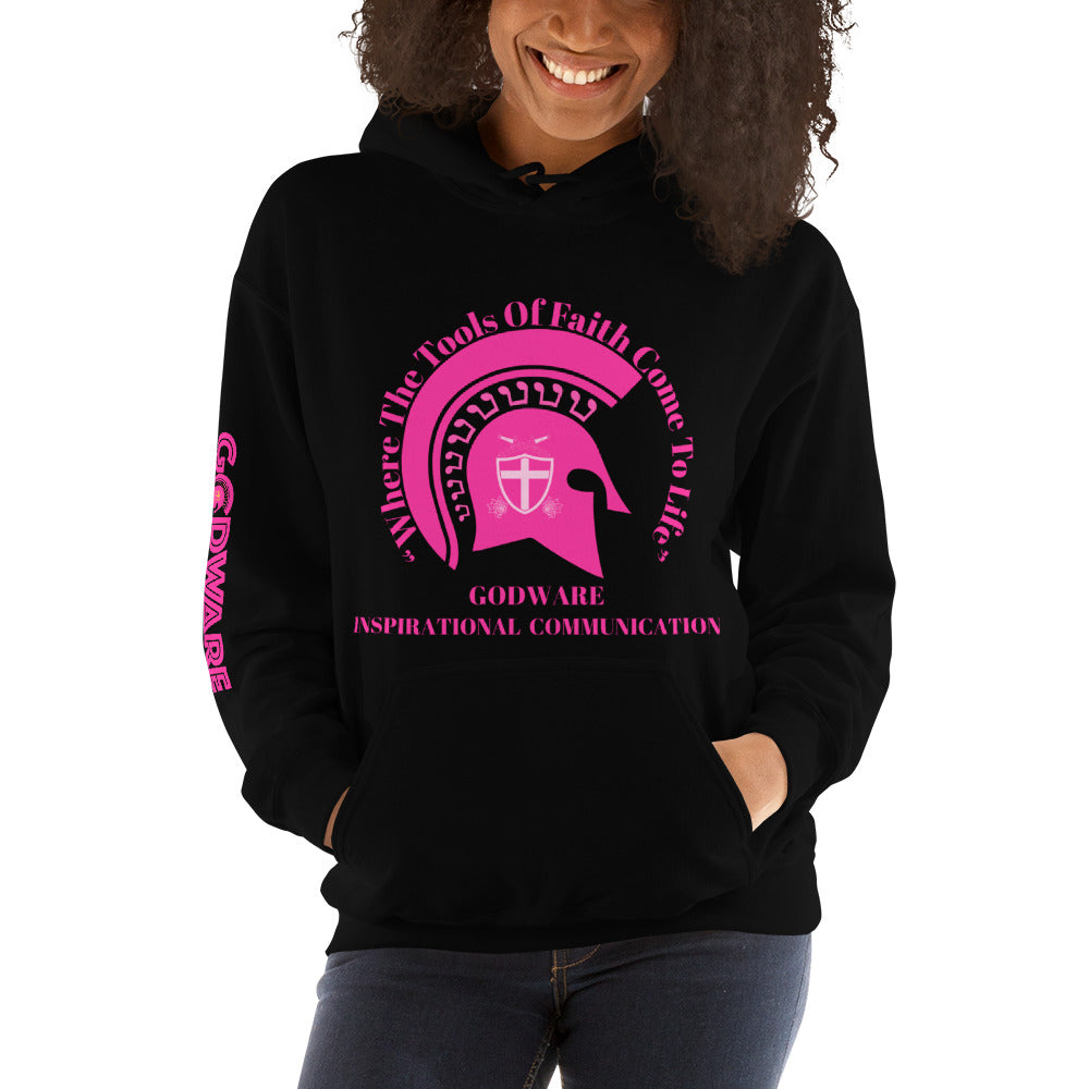 Godware Brand Helmet Logo Unisex hoodie - Hot Pink logo