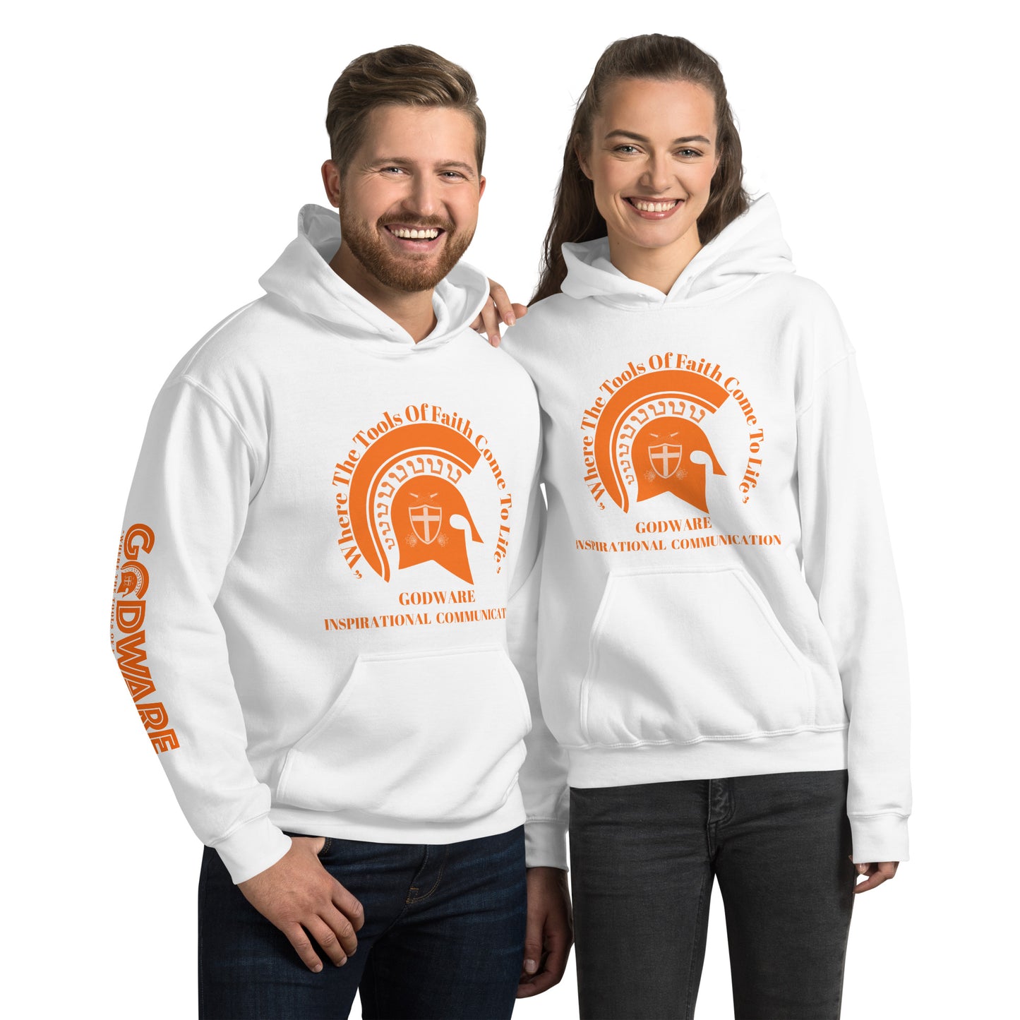 Godware Brand Helmet Logo Unisex hoodie - Orange logo