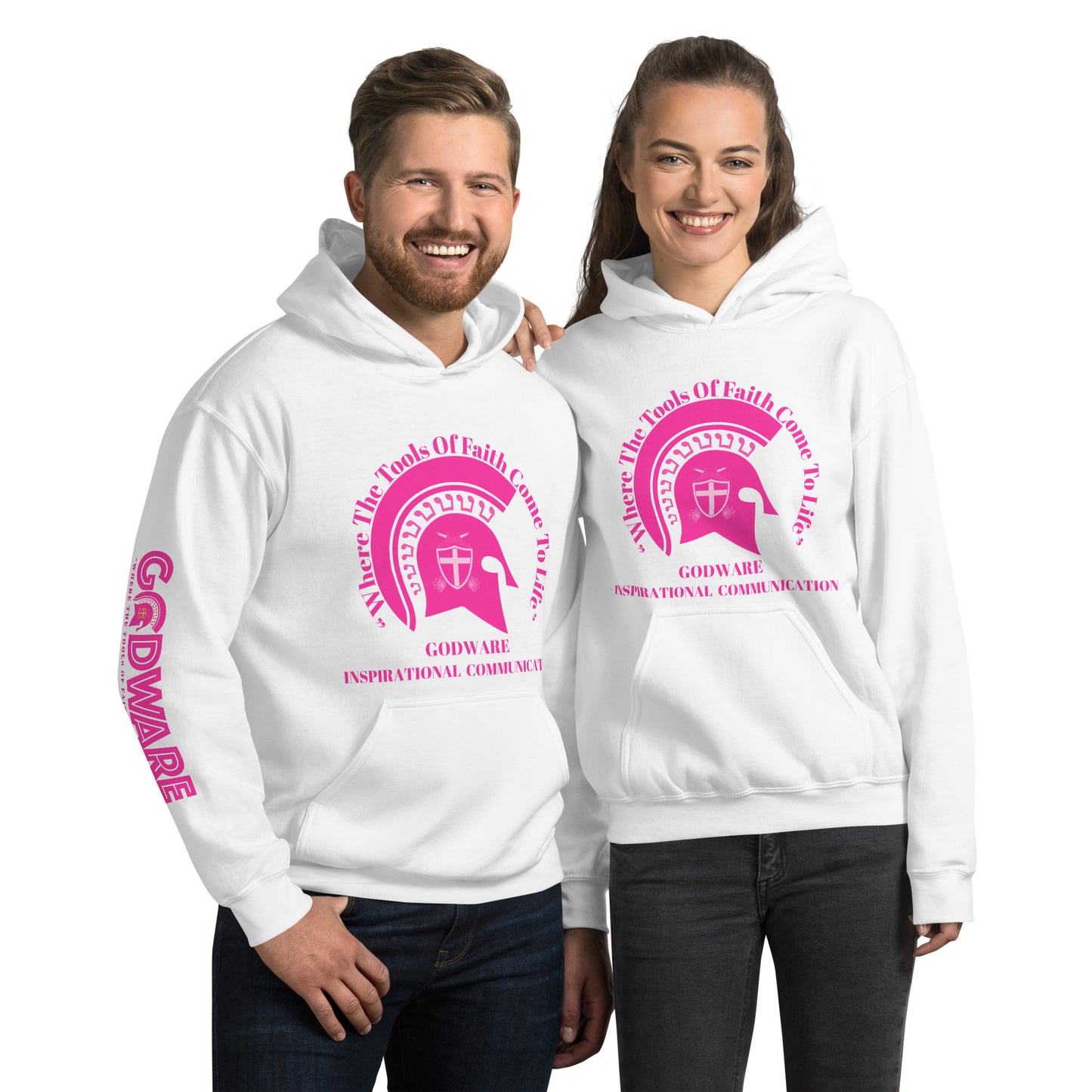 Godware Brand Helmet Logo Unisex hoodie - Hot Pink logo