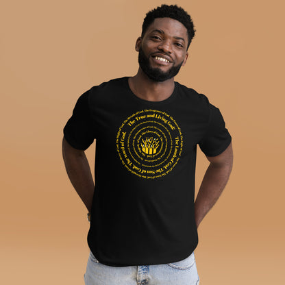 Attributes of God Unisex t-shirt (lrgr sizes) - Black/yellow print