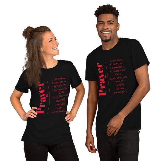 Prayer - Inspirational unisex t-shirt (Coral/Poppy print)