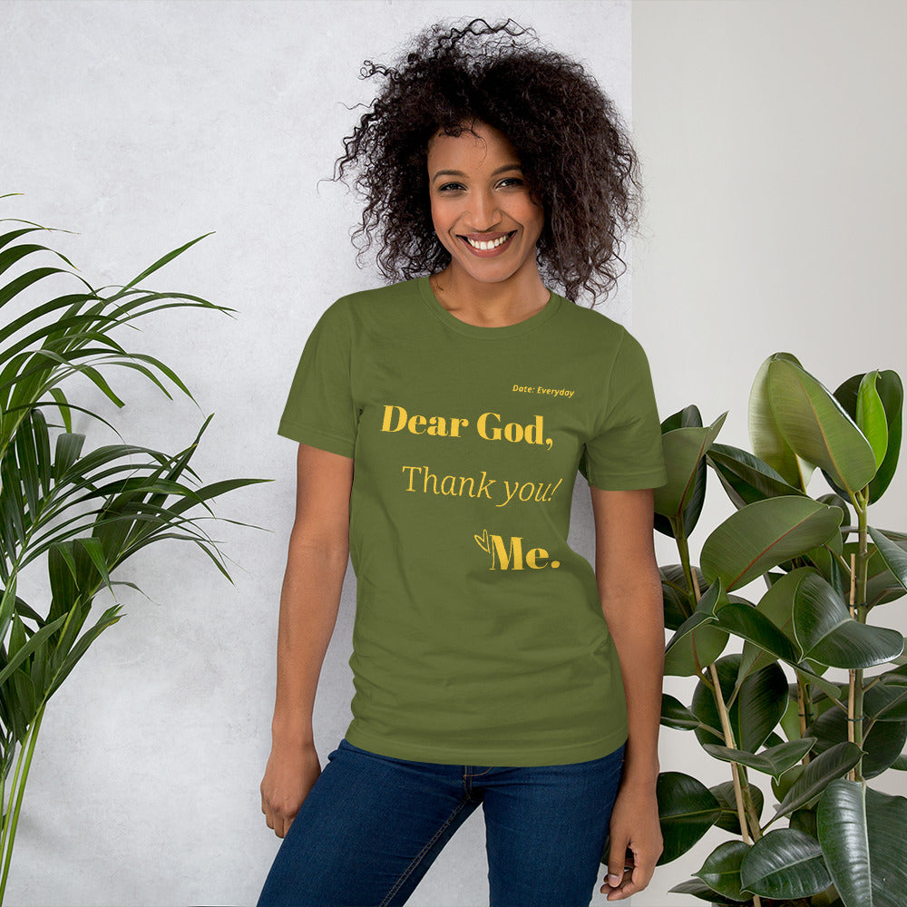 Dear God Unisex short-sleeved t-shirt - Yellow Print