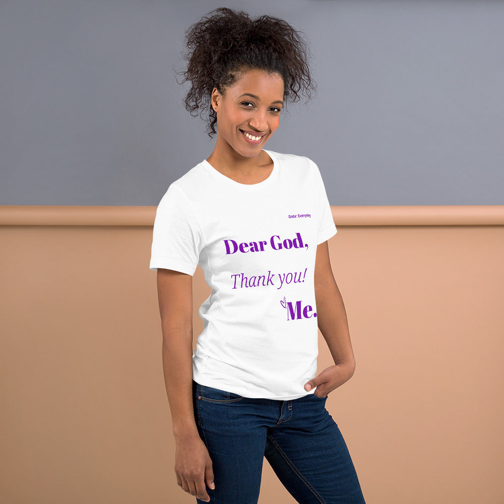 Dear God Unisex short-sleeved t-shirt - Purple print