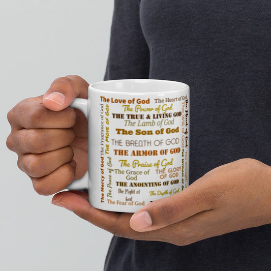 Attributes of God 15 oz Ceramic Mug - Earthtone/white