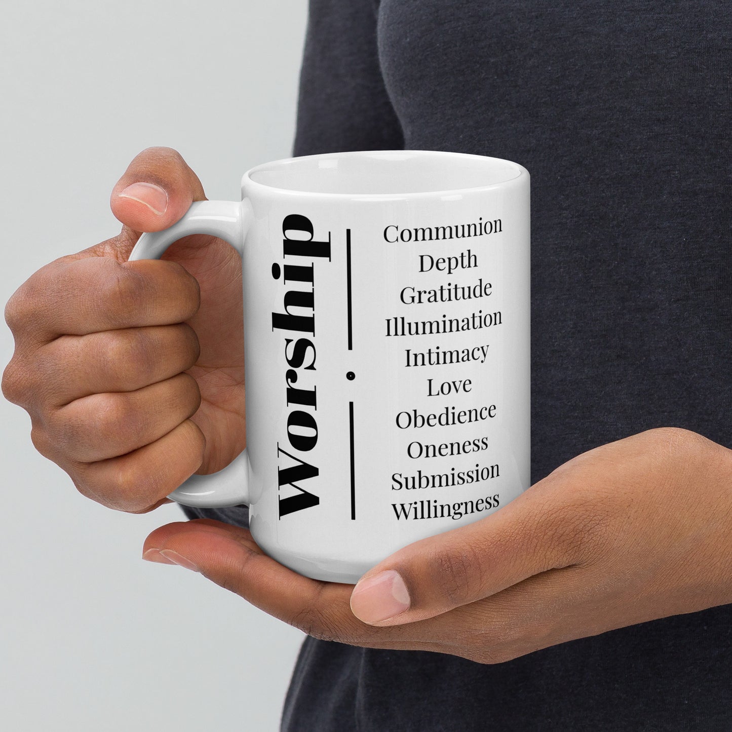 Worship - White/Black glossy mug