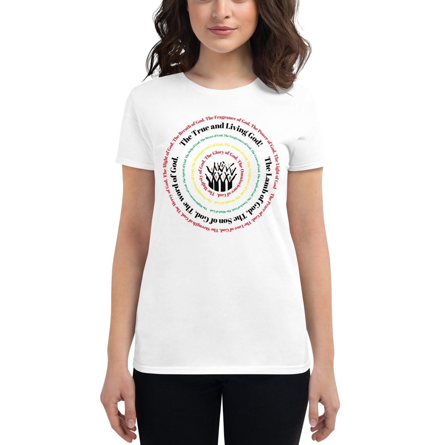 Attributes of God Women's short sleeve t-shirt - Multi print