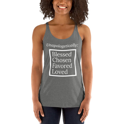 Unapologetic Women's Racerback Tank - White print