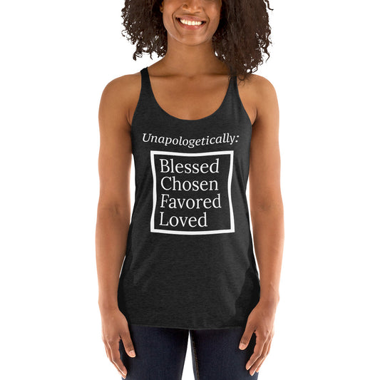 Unapologetic Women's Racerback Tank - White print