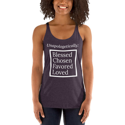 Unapologetic Women's Racerback Tank - White print