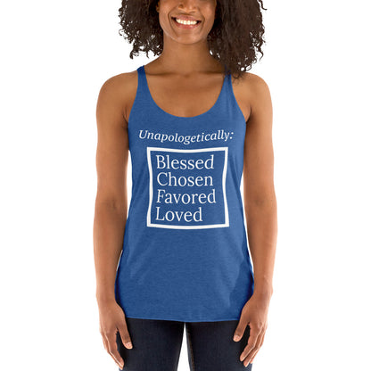 Unapologetic Women's Racerback Tank - White print