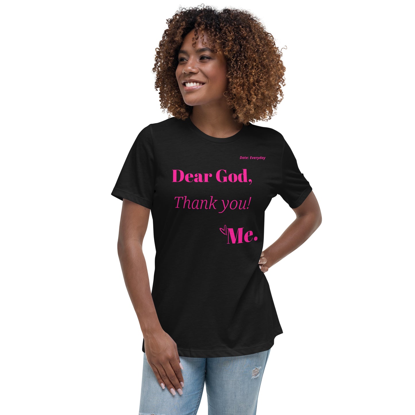 Dear God Women's Relaxed T-Shirt - Pink Ltr