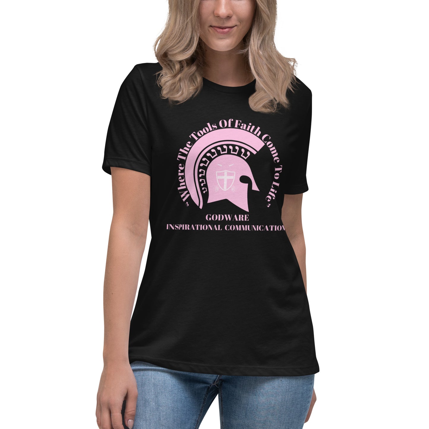 Godware Helmet Logo Women's Relaxed short-sleeved t-Shirt - Light pink