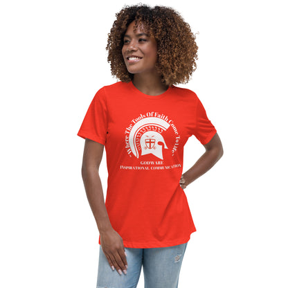 Godware Helmet Logo Women's Relaxed short-sleeved t-Shirt - White logo