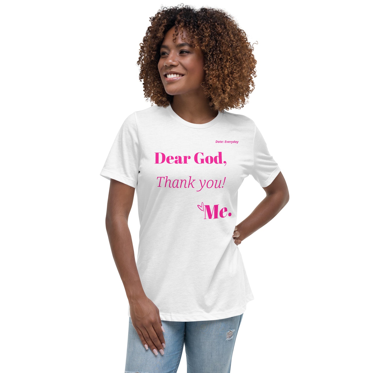 Dear God Women's Relaxed T-Shirt - Pink Ltr