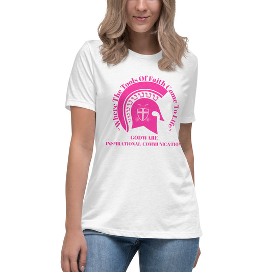 Godware Helmet Logo Women's Relaxed short-sleeved t-Shirt - Hot pink logo